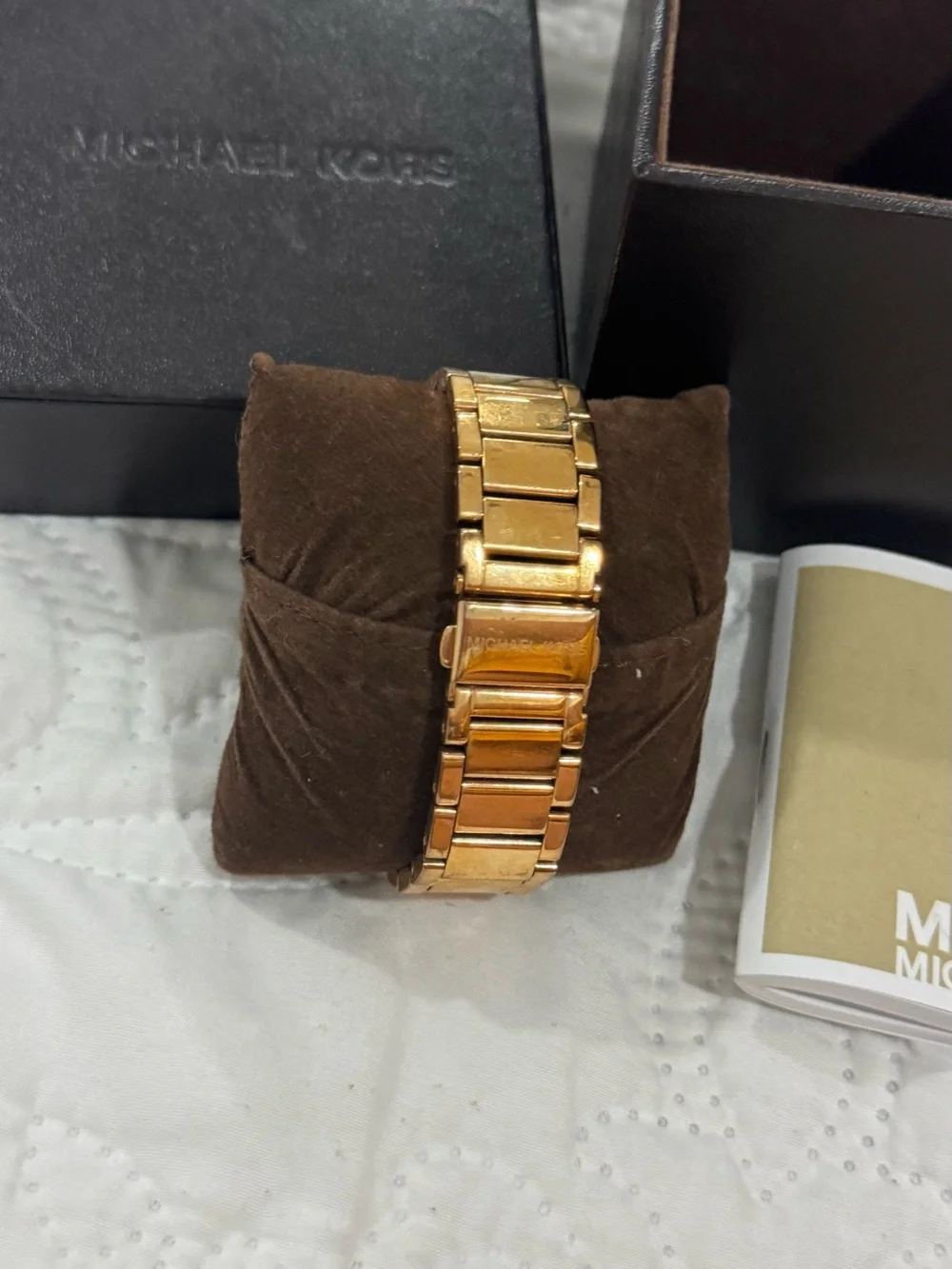 Michael Kors Rose Gold Logo Crystal Bezel Bracelet Watch